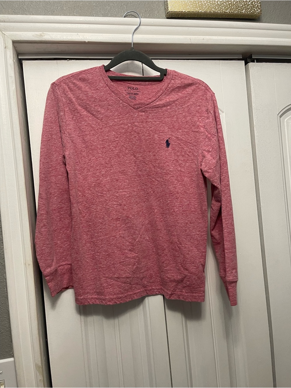 Polo by Ralph Lauren boys Long-Sleeve V-Neck Shirt - Heather Red